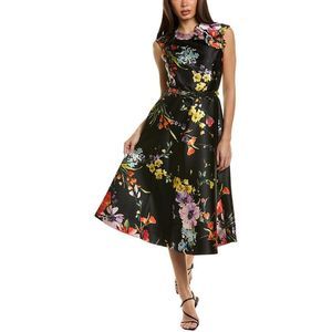 Black Floral Sleeveless A-Line Dress